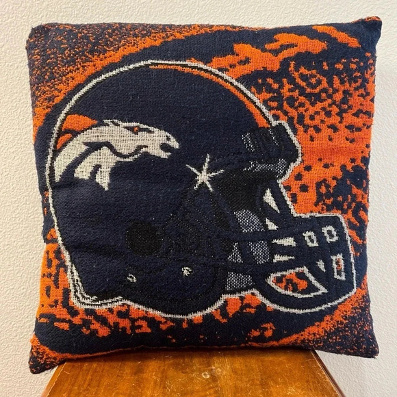 NFL Denver Broncos Logo No Name Jacquard Pillow 18"x18” by Northwest Co. Vintage - Picture 1 of 9